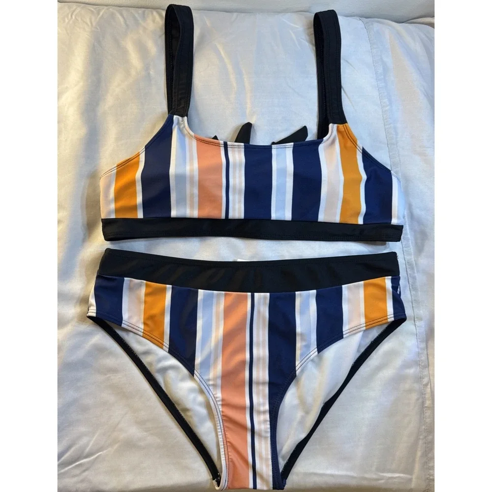 Romwe Striped Bikini‎ Medium
